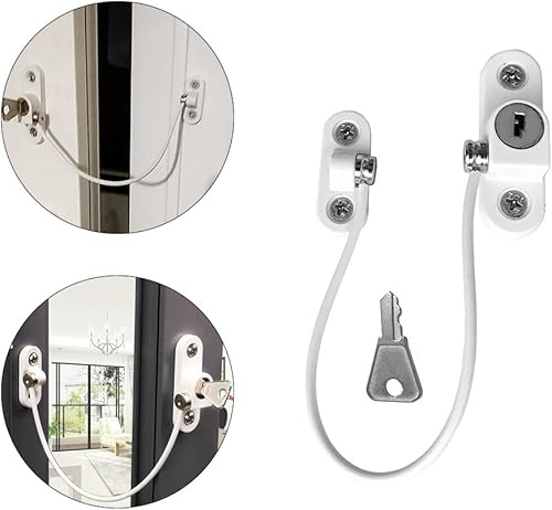Miniatura 3 de Cerraduras de seguridad para niños, cable de ventana para puerta, ventilador, bloqueo de seguridad para bebés, restrictor de apertura con llave para