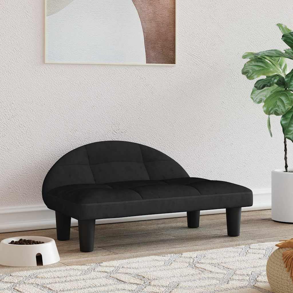 Lit pour chien arthrose soulagé grâce au matelas velours noir 70cm