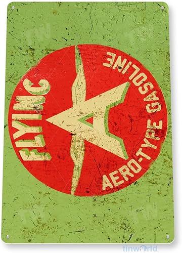 Miniatura 3 de Tinworld Letrero de hojalata volando a gasolina rústico retro gas aceite metal decoración aviación hangar garaje A852