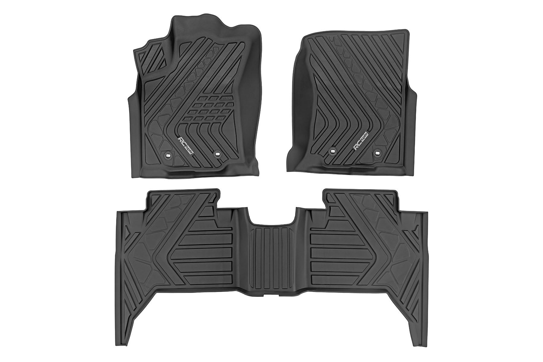 Rough Country Flex-Fit Floor Mats for Toyota Tacoma 2016-2023 Double Cab - Front Rear Set Custom All-Weather Non-Slip
