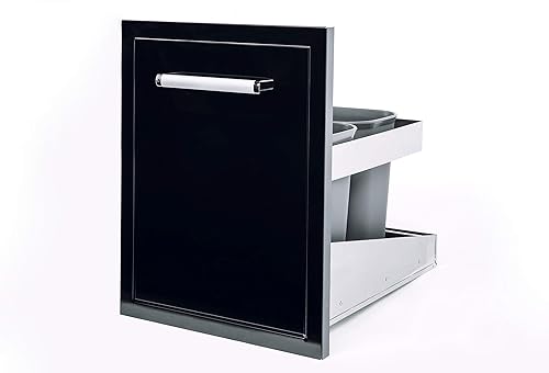 Cajón de basura empotrado para exteriores de la cocina de la marca Bonfire, 16,5 x 22 x 22 pulgadas de largo para la isla de la barbacoa de la