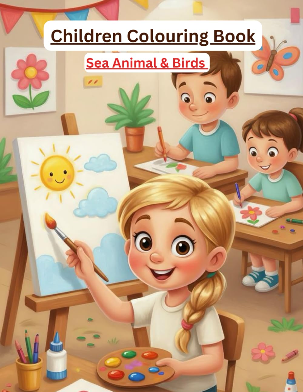 CHILDREN COLOURING BOOK: KIDS ACTIVITY BOOK SEA ANIMALS AND BIRDS