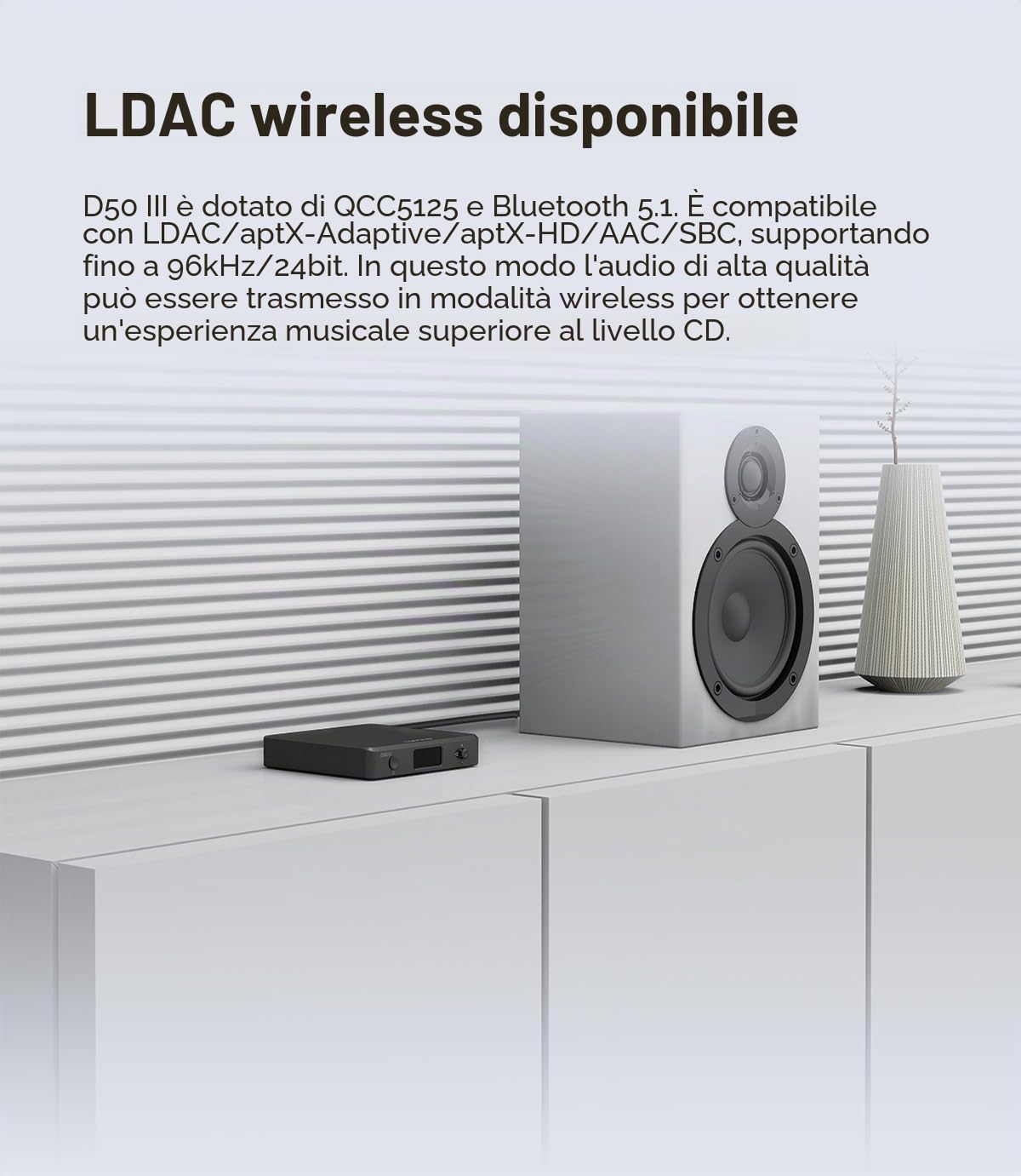 TOTAUDIO Topping D50 III DAC Dual Chip ES9039Q2MIII, XMOS XU-316, Qualcomm QCC5125, DSD512, USB-C (nero)