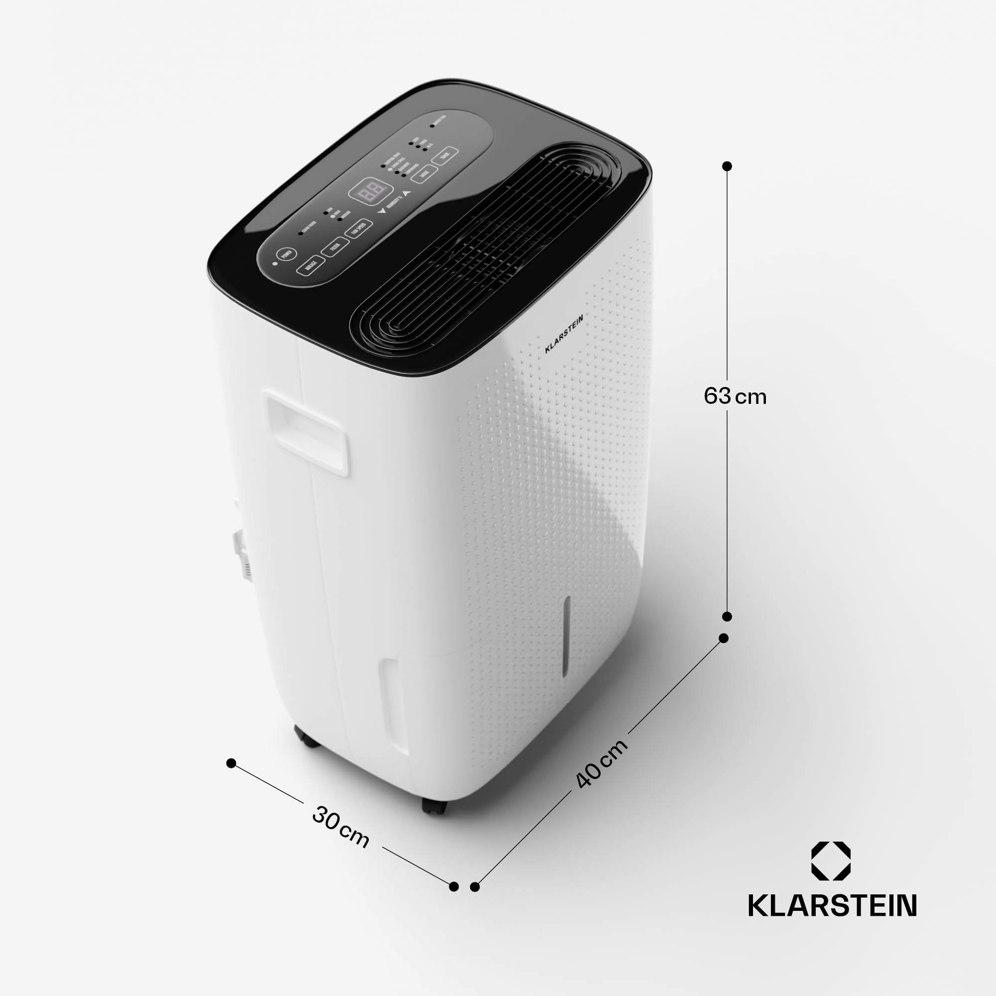 Klarstein DryFy Connect 60L Deumidificatore WiFi, 60L/24h, Serbatoio 8L, Timer 24h, Controllo App, Portatile per Casa 45-65m², Bagno, Camera da Letto, Deumidificazione Automatica, Bianco
