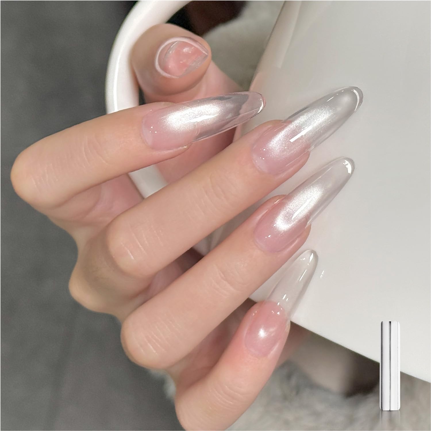 GAOY Silver Cat Eye Gel Nail Polish 16ml Jelly Glitter Holographic Nail Polish with Magnet Reflective Translucent UV