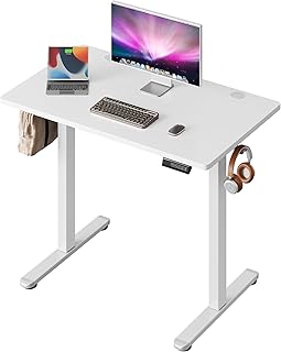 DEVAISE Bureau Assis Debout Électrique, Plateau Monobloc 100x60 cm, Bureau Réglable en Hauteur Réglable de 72 à 120 cm avec Panneau Intelligent à 3 Mémoires pour Télétravail, Blanc