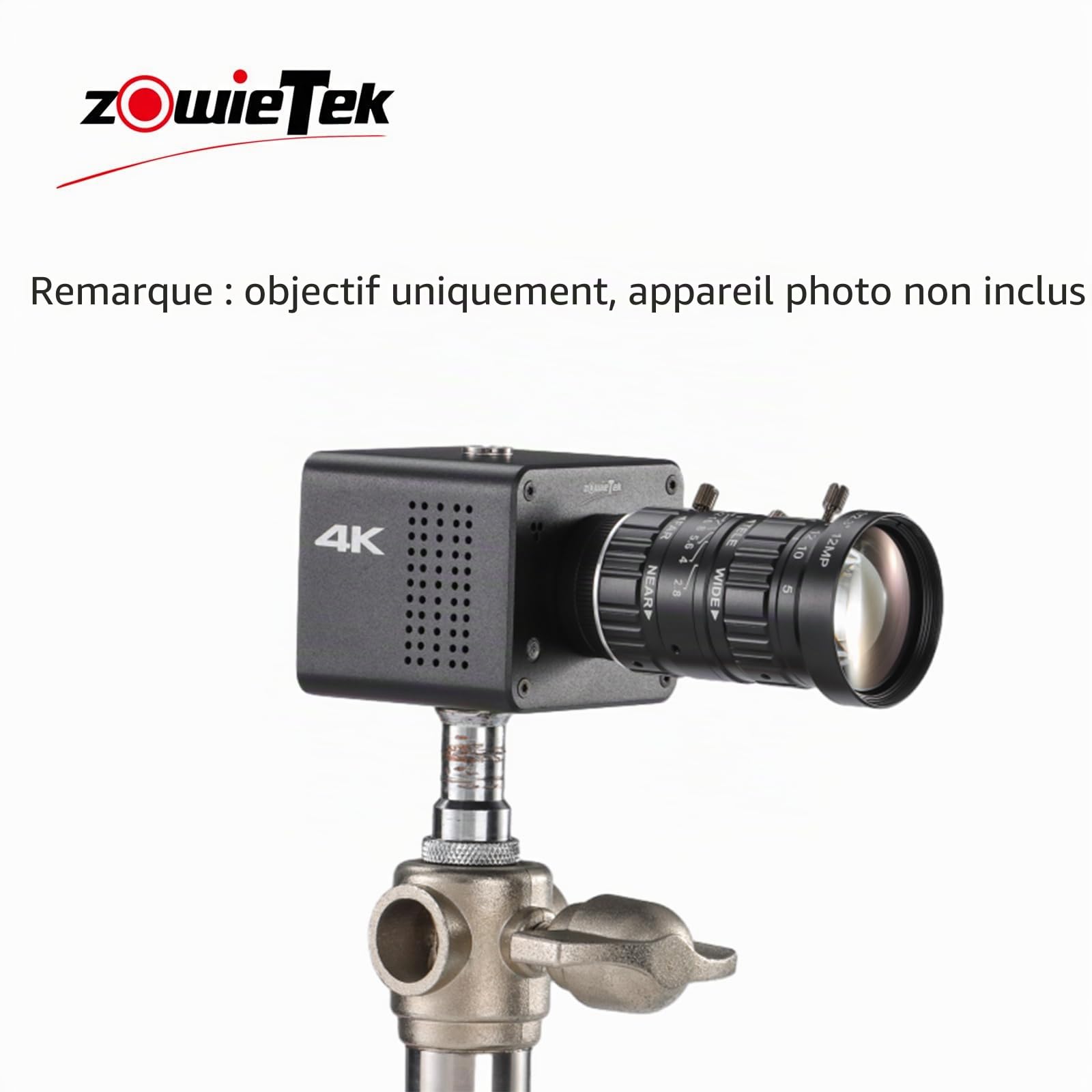 Zowietek Objectif Zoom à Faible Distorsion 5-50 mm 12 MP à Monture C, avec Adaptateur C-CS, pour caméra Zowietek POV/modèle à Monture ZowieCAM CS, caméra IMX477 Raspberry Pi HQ