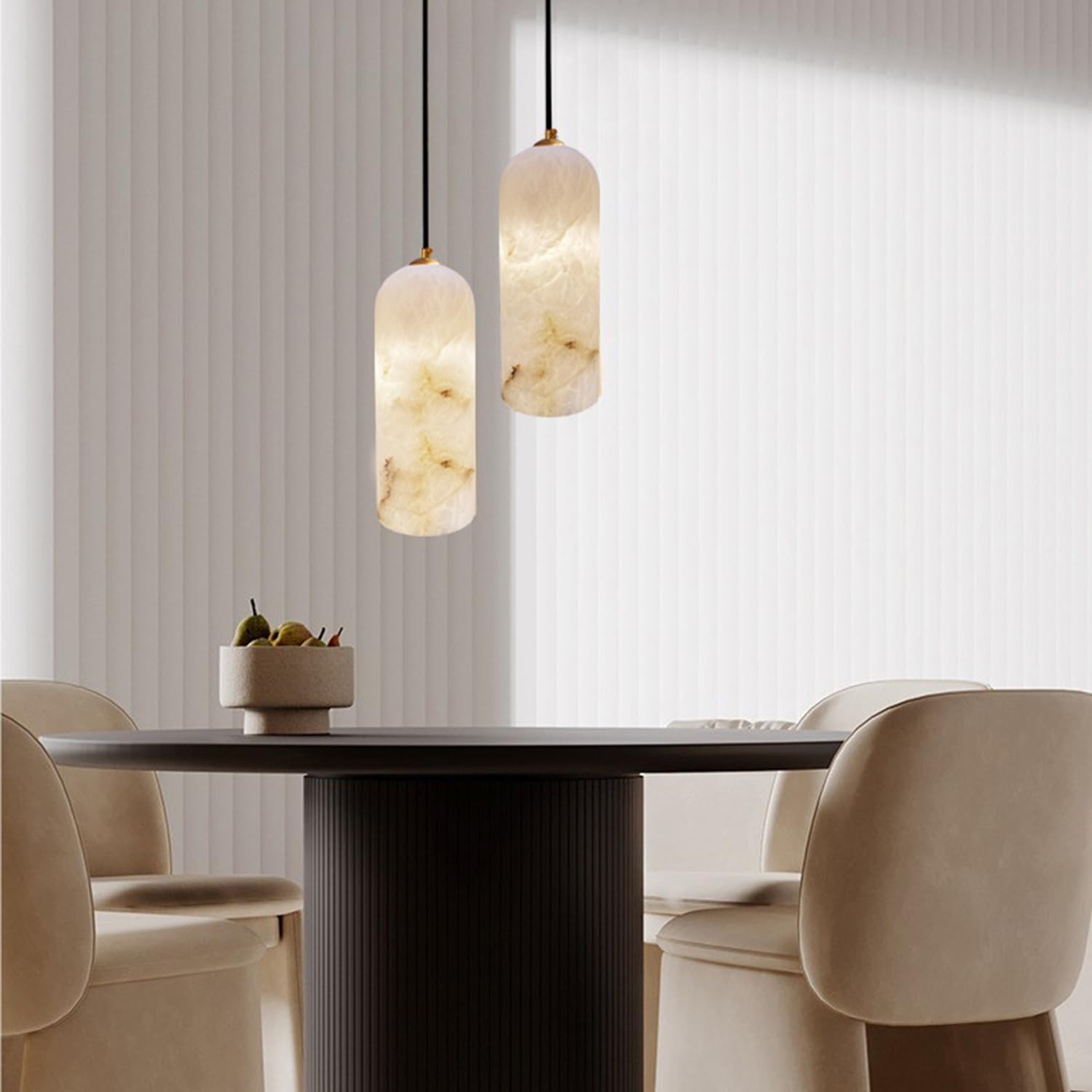 Lampadario a sospensione a soffitto in marmo naturale 10,2 pollici Lampada a Struttura in pietra lucidata a mano Buona trasmissione della luce Base Stile spagnolo Industriale for Soggiorno Interno