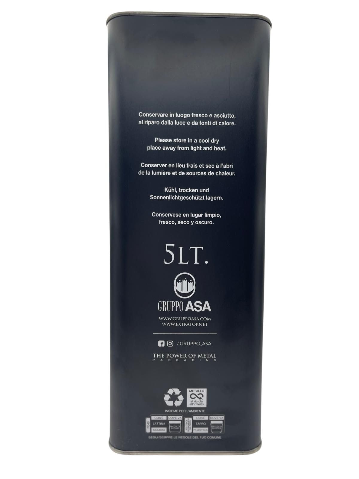 Donna Sikelia Olio Extravergine di Oliva 5L da Olive Cultivar Nocellara del Belice 100% Italiano Estratto a Freddo Fruttato Medio Lattina