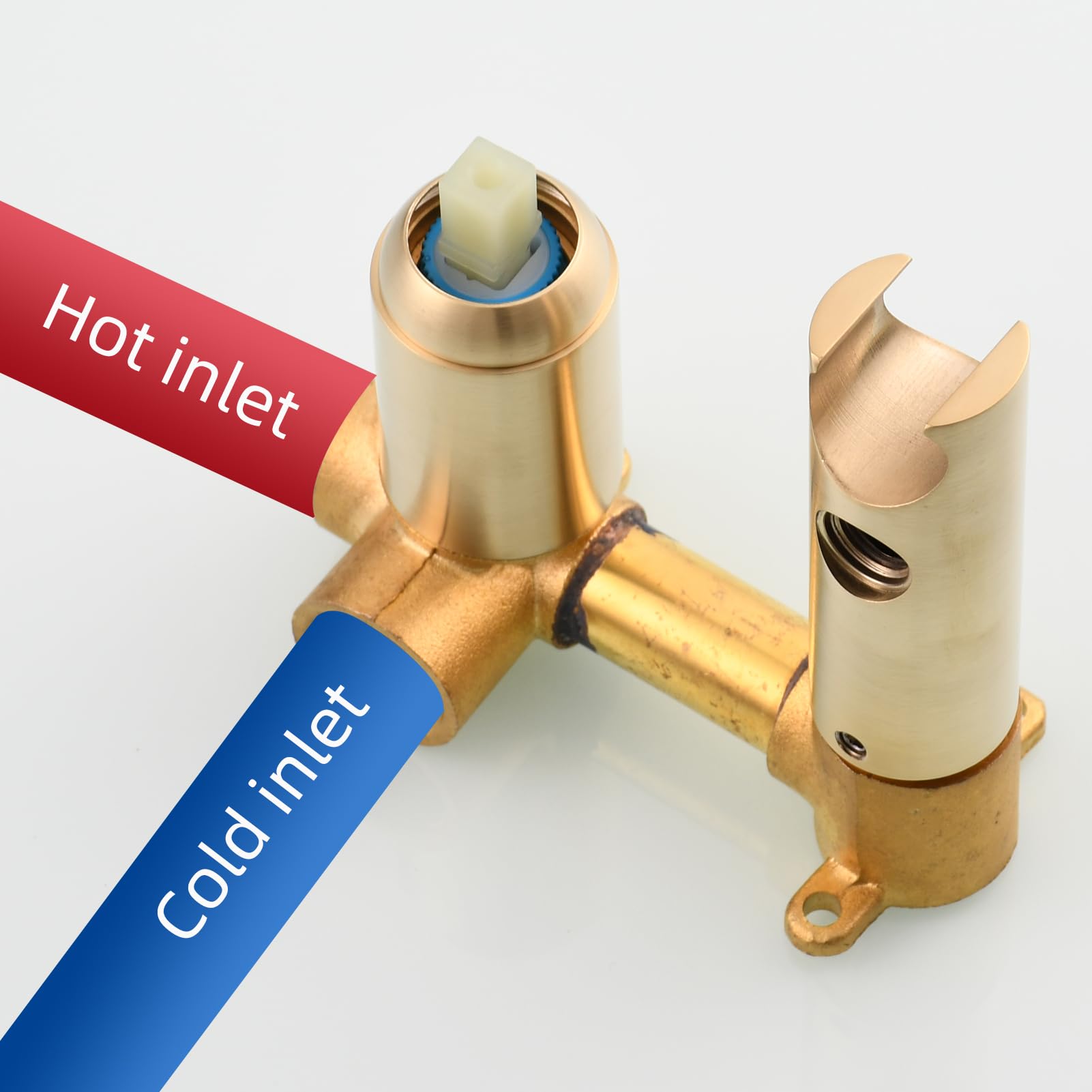 Tecmolog Acier Inoxydable Douchette WC Kit en Bidet Portable Tuyau de Douche Eau Chaude et Eau Froide Bidet Toilette Kit Complet, Or Brossé, WS024J2F2