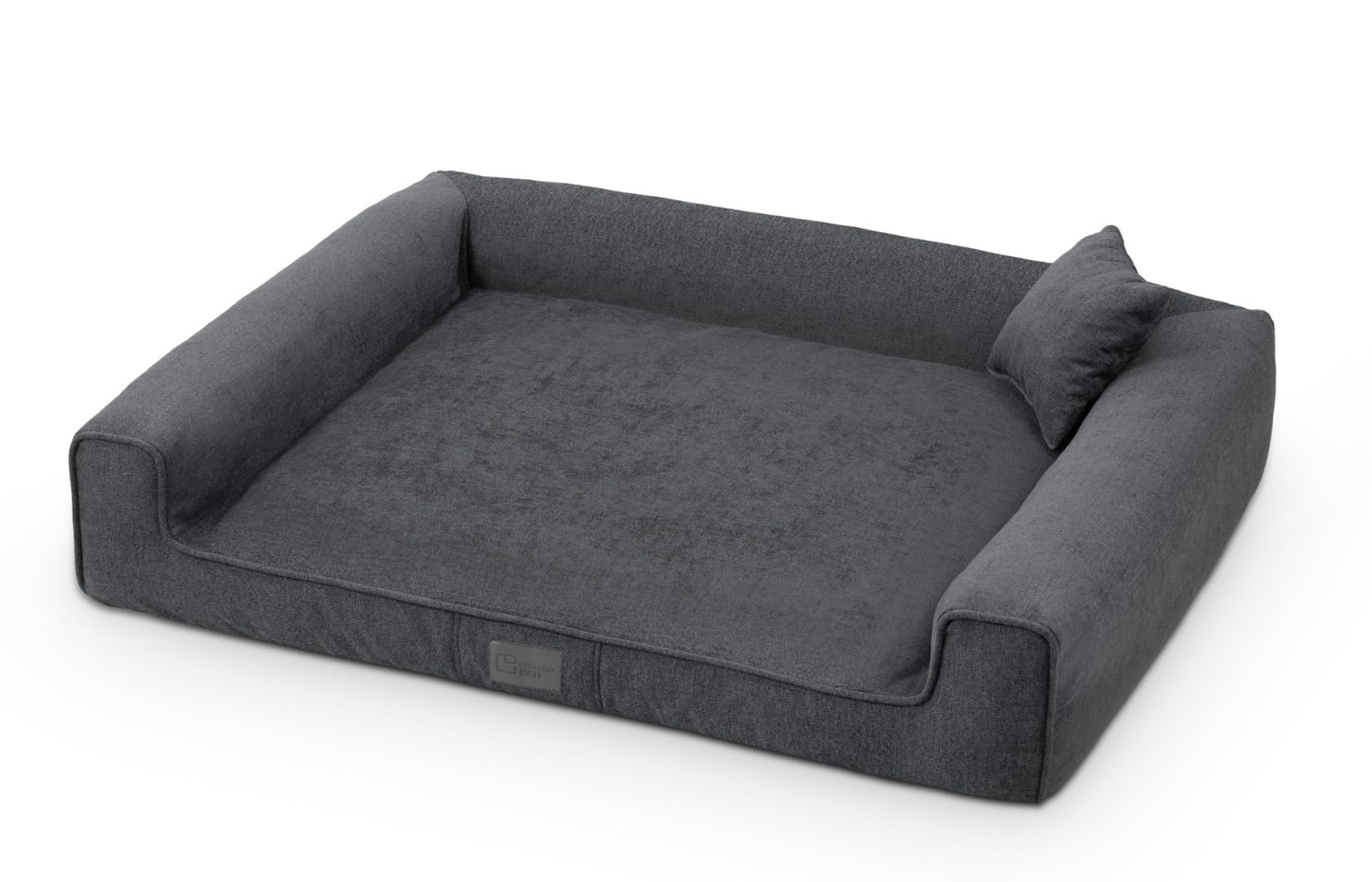 exclusiveBED Cama ortopédica Sofi para perros medianos | Elegante sofá para perros con respaldo antideslizante | Funda extraíble | Colchón de espuma viscoelástica | Tela lavable (XL, grafito)