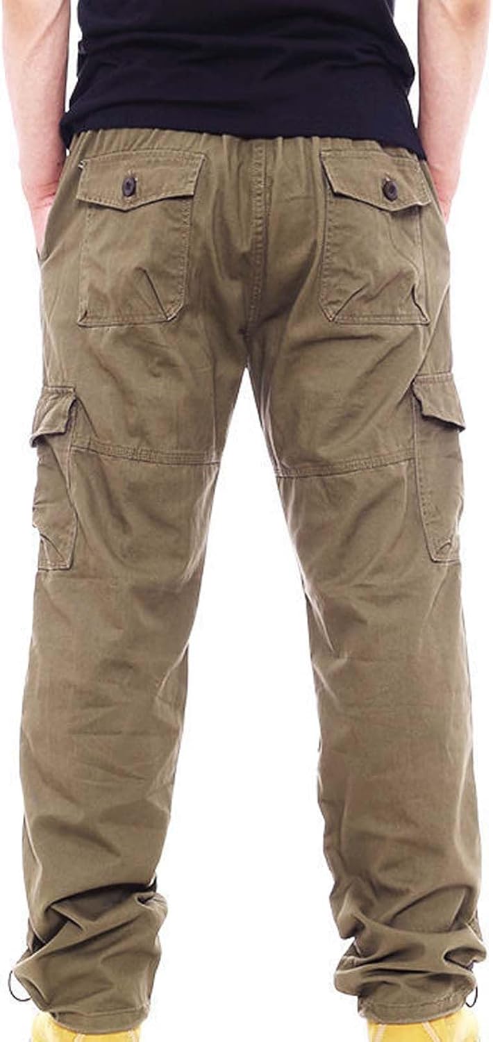 Mens Outdoor Cargo Pants Relaxed Fit Casual Athletic Sports Pants Jogger Sweatpants Multi Pockets Lightweight Tactical Pants Cotton Outdoor Military Combat Cargo Trousers