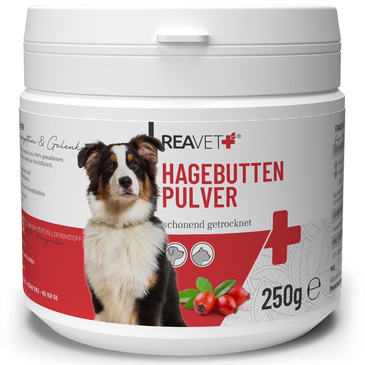 ReaVET Hagebuttenpulver für Hunde & Katzen – 250 g, Naturrein, Premiumqualität