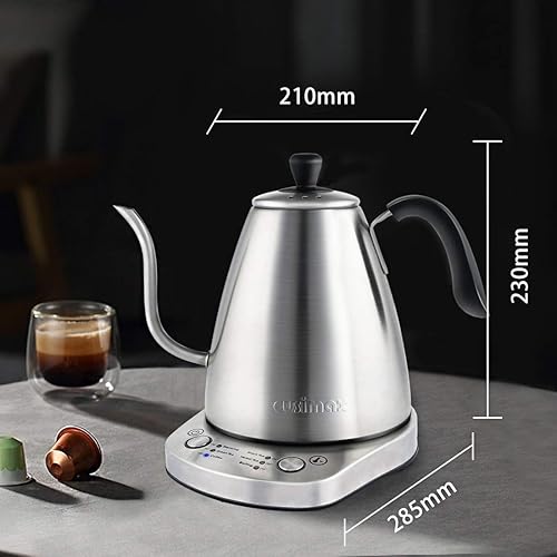 Miniatura 10 de Cusimax Hervidor eléctrico de cuello de cisne 1 L, hervidor de agua variable con 6 temperaturas para café y té, hervidor de acero inoxidable con