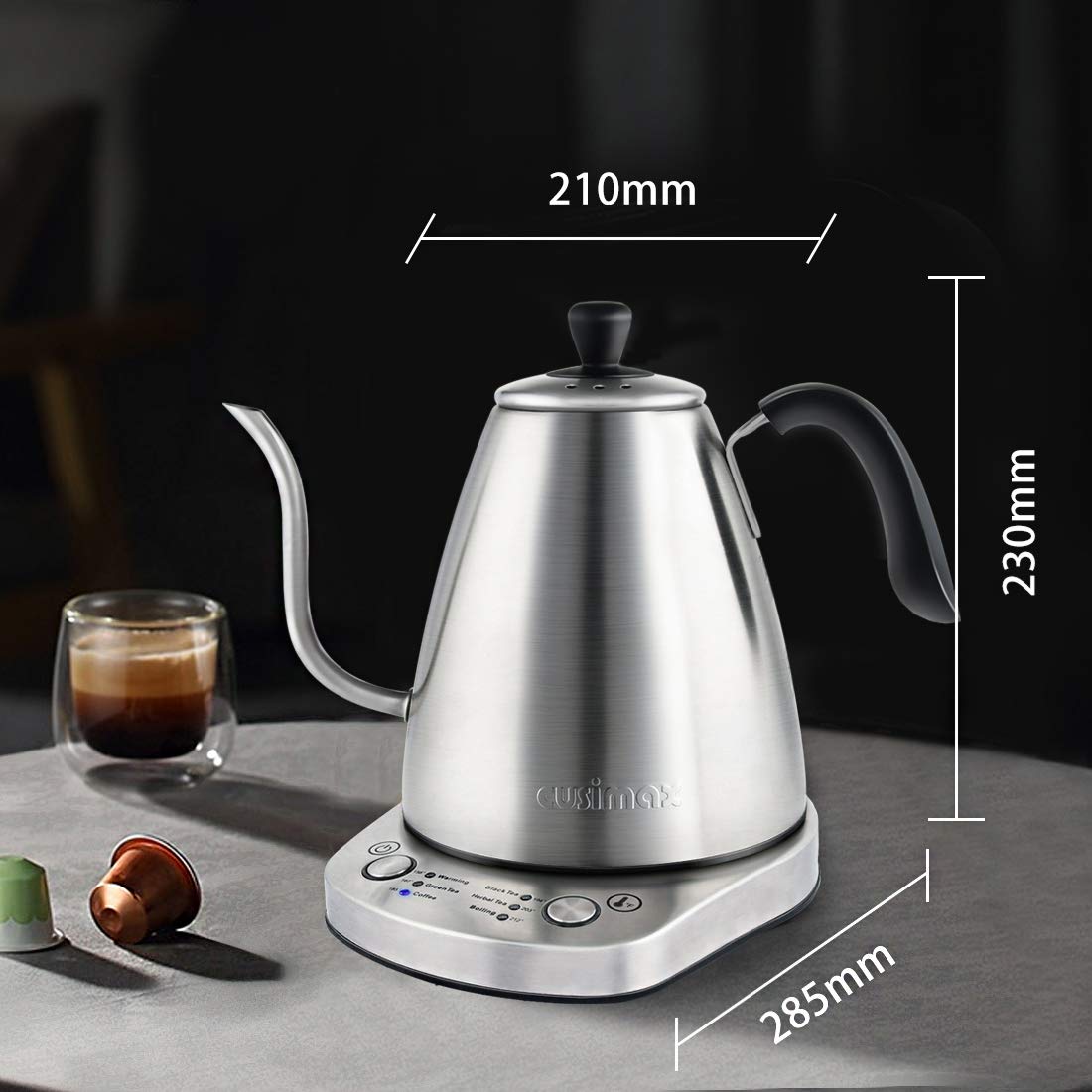 Gooseneck Electric Kettle, CUSIMAX 1L Pour Over Coffee Kettle Tea Kettle, Temperature Controls