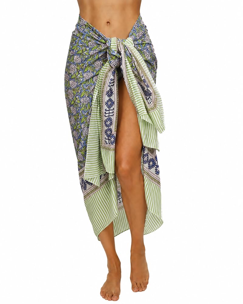 Rastogi Handicrafts Paréo pour Femme 100% Coton imprimé à la Main (185,4 x 111,8 cm)