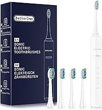 Betterchoi Electric Toothbrush, Sonic Toothbrush, 41,000 VPM Maglev Motor, 4 Replacement Brushes, IPX7 Waterproof, 180 Days Battery Life, 5 Cleaning Modes and Smart Timer, White