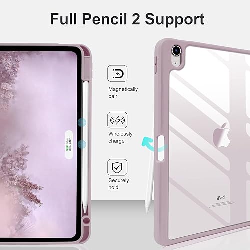 Miniatura 2 de Funda para iPad Air de 54 generación 20222020 con soporte para lápices, funda inteligente delgada con carcasa trasera transparente para iPad Air 5