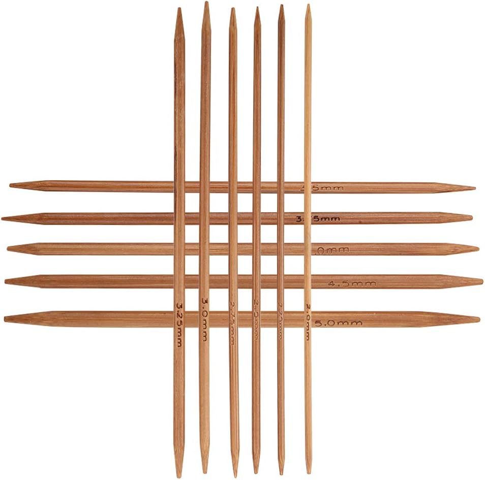 11Sizes 55PCS Bamboo Knitting Needles Set, Smooth Double Pointed Long Knitting Needles Set for Handmade Creative DIY Knitting Craft (5.1 Inches Length,2MM-5MM)