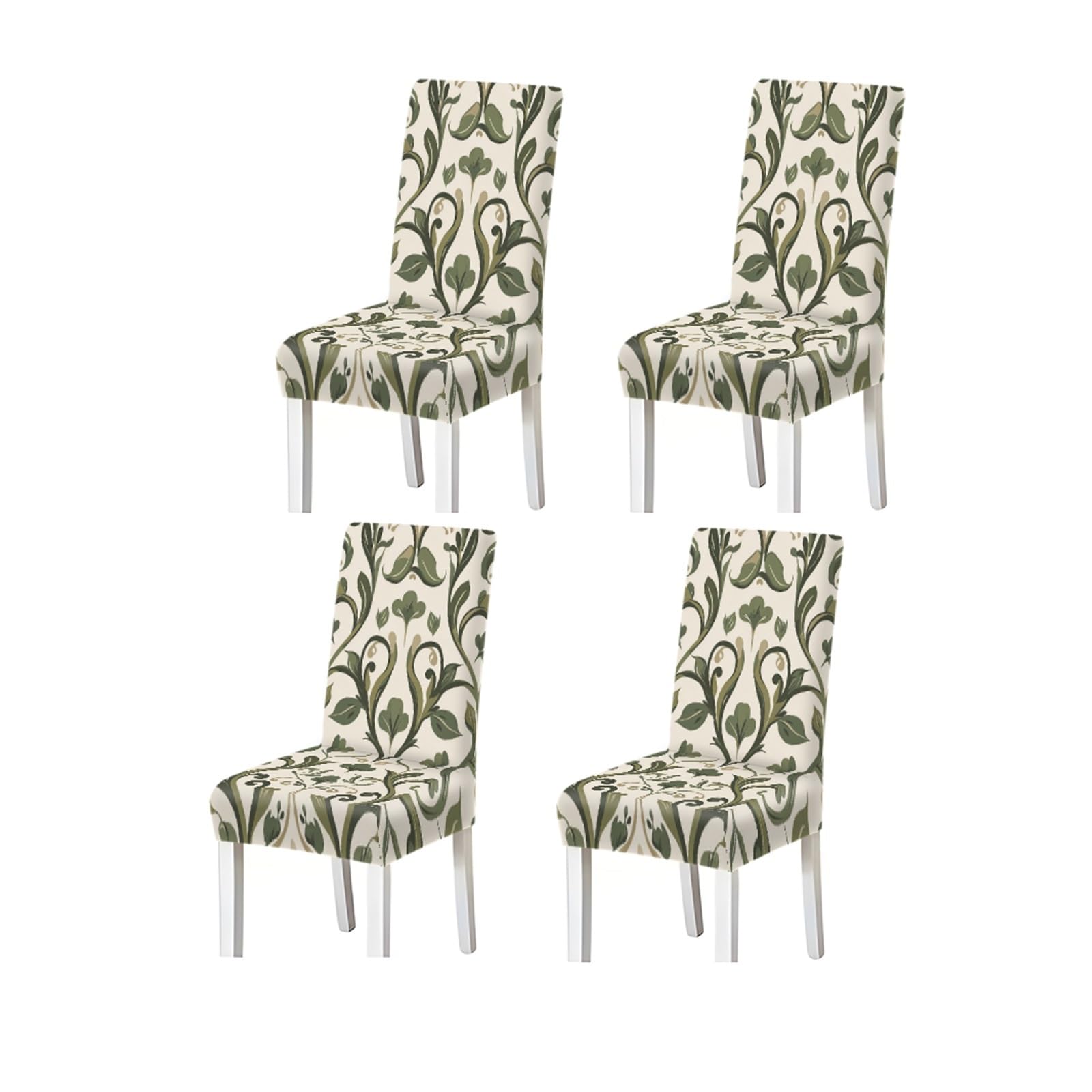 KXUAUV Elegant Sage Green Damask Floral Print Stretch Dining Chair Covers, 2/4/6 PCS For Home Kitchen Party Seat Protectors for Restaurant Hotel Party(4PCSChair cover)