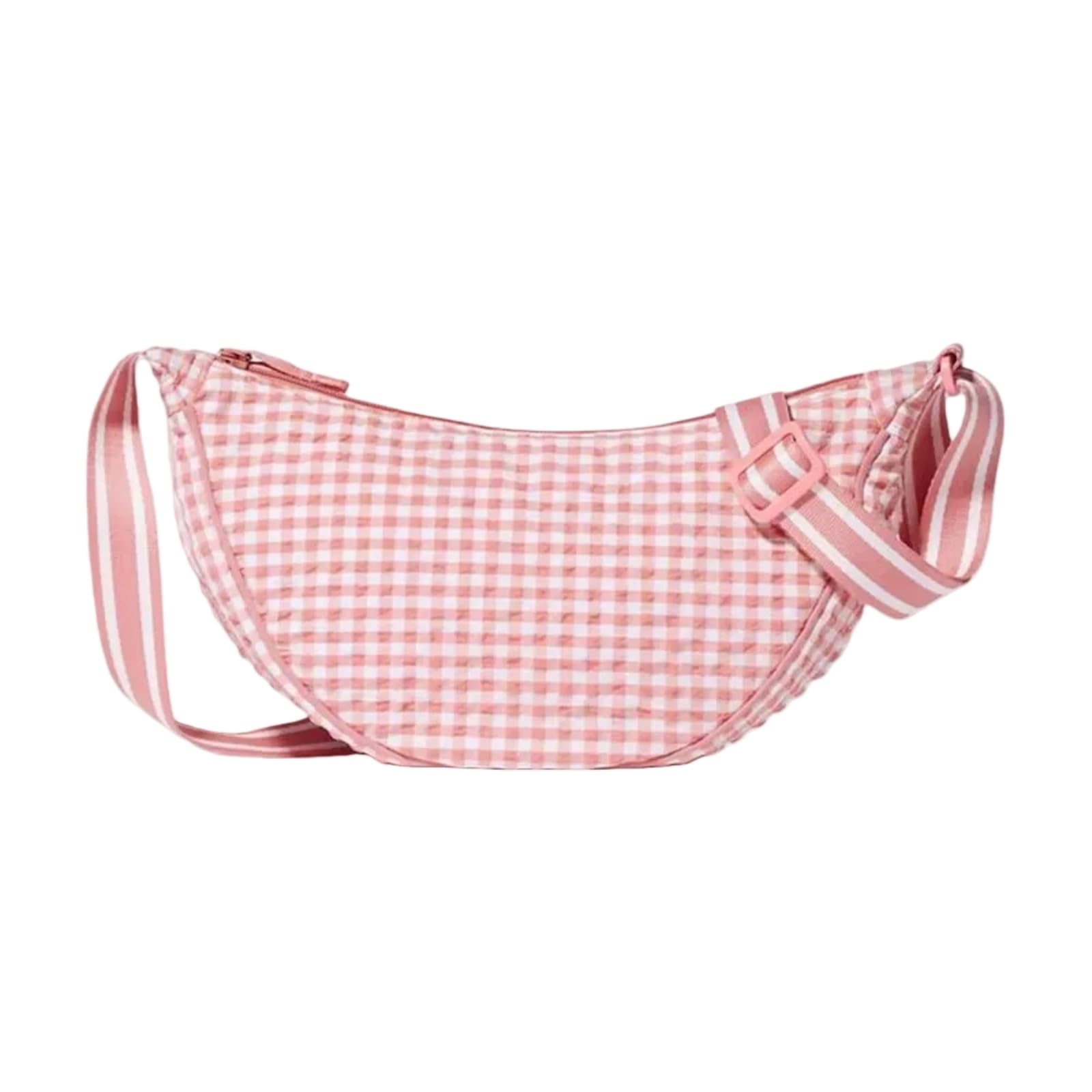 XYNM Crossbody Bag Women's Versatile Gingham Nylon Simple Design Adjustable Strap Underarm Travel Hobo Handbag-pink