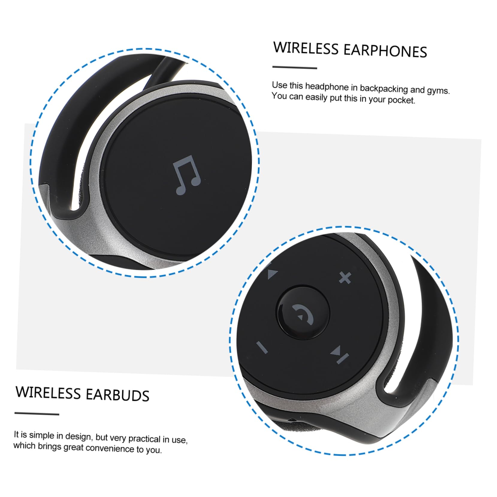 Angoily Auricolari Wireless Earbuds Versione 4.1 Gancio Auricolare, Design Ergonomico in Abs, per Running e Palestra, Colore Nero