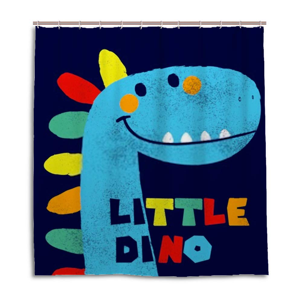 Rideau de douche polyester Little Dino lavable en machine pour stopper l'eau au sol