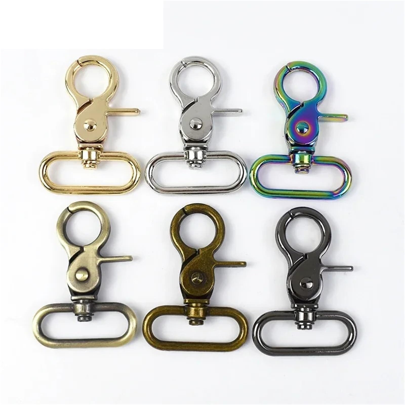 Metalowe obrotowe karabińczyki | Wielokolorowe obrotowe karabińczyki 20-50 mm do breloka do torby obroża dla zwierzęcia(Lightgold,38mm-10Pcs)