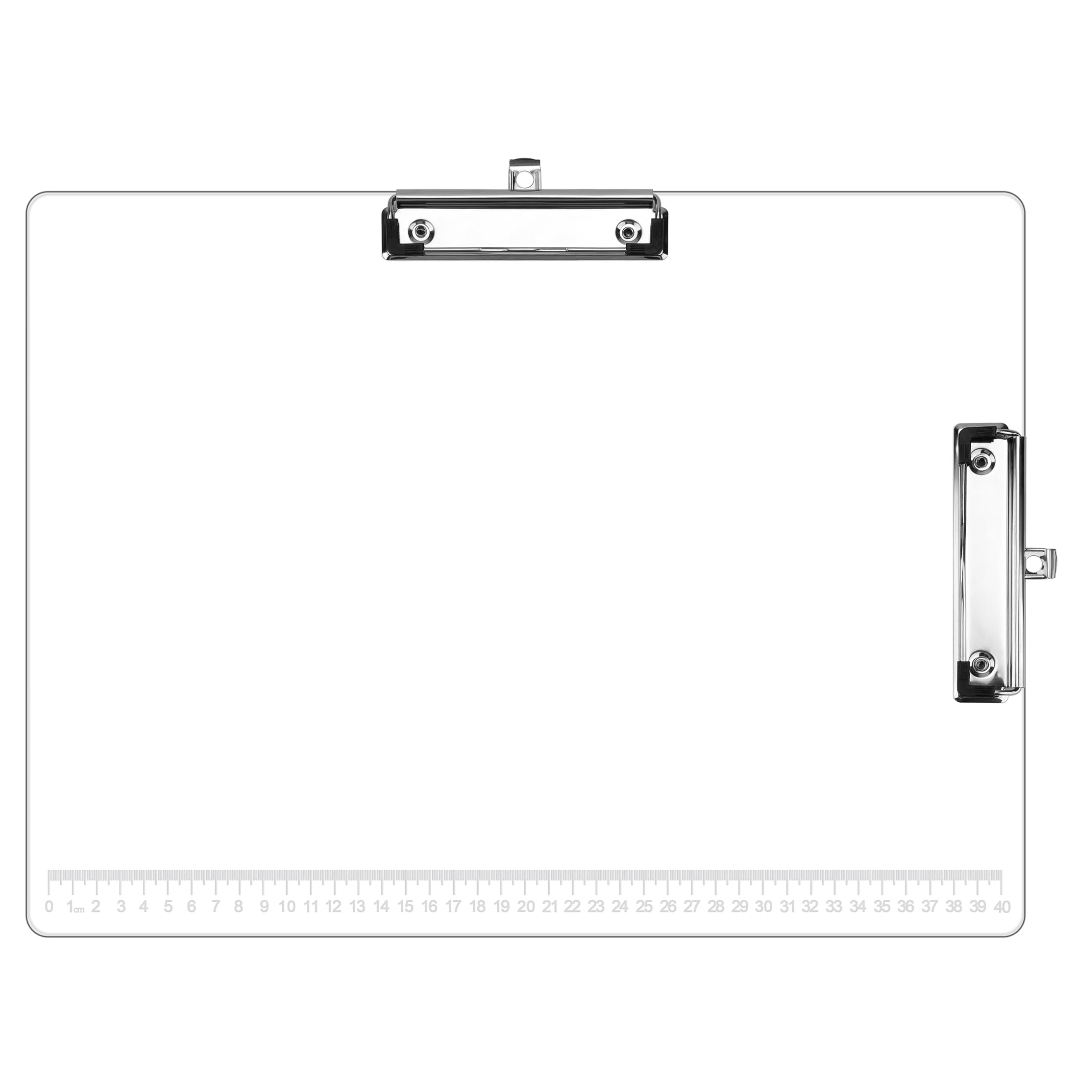 Pechor A3 Clipboard Acrylic Extra Large Double-Clip Boards Not Fragile Horizontal Lap Boards with Low Profile Clip for Drawing, Sketching, Art Supplies Landscape Clipboard