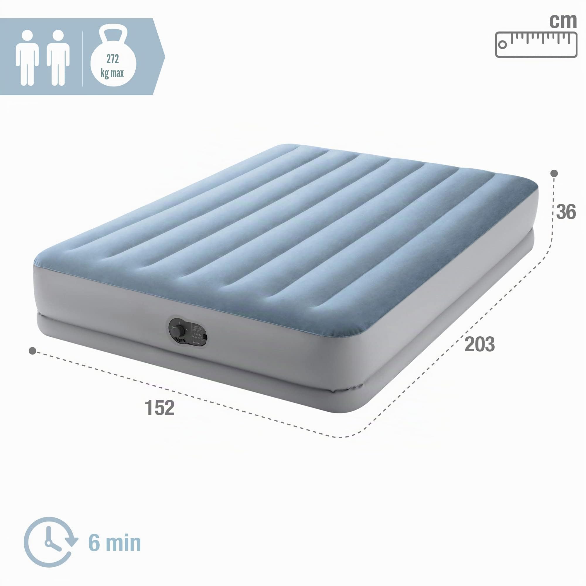 Intex - 64159 - Lit Gonflable Raised Comfort - Gonfleur Électrique Prise USB - 2 Pers