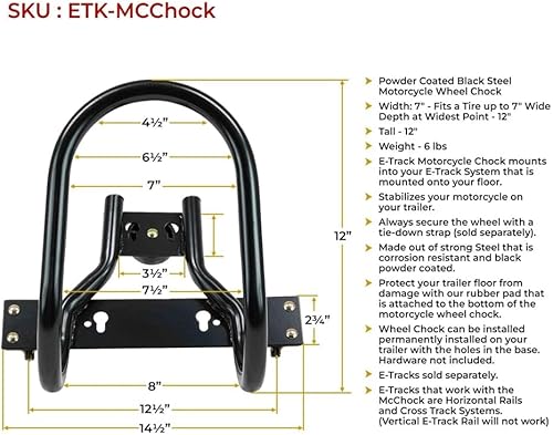 Miniatura 2 de Mytee Products 7" Rueda De Motocicleta Acero Para E-TrackX-Track System - Negro (2 Pack)