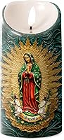 JOYMADE Personalized Our Lady of Guadalupe Flameless LED Candle - Safe Catholic Prayer Light, Faith Memorial Gift, Christmas Decor