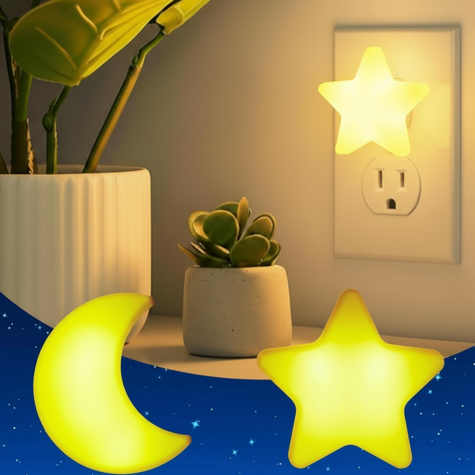 Mudder 2 Pack Night Light Plug into Wall Soft LED Night Light Cute Wall Nursery Lamp Warm Sensor