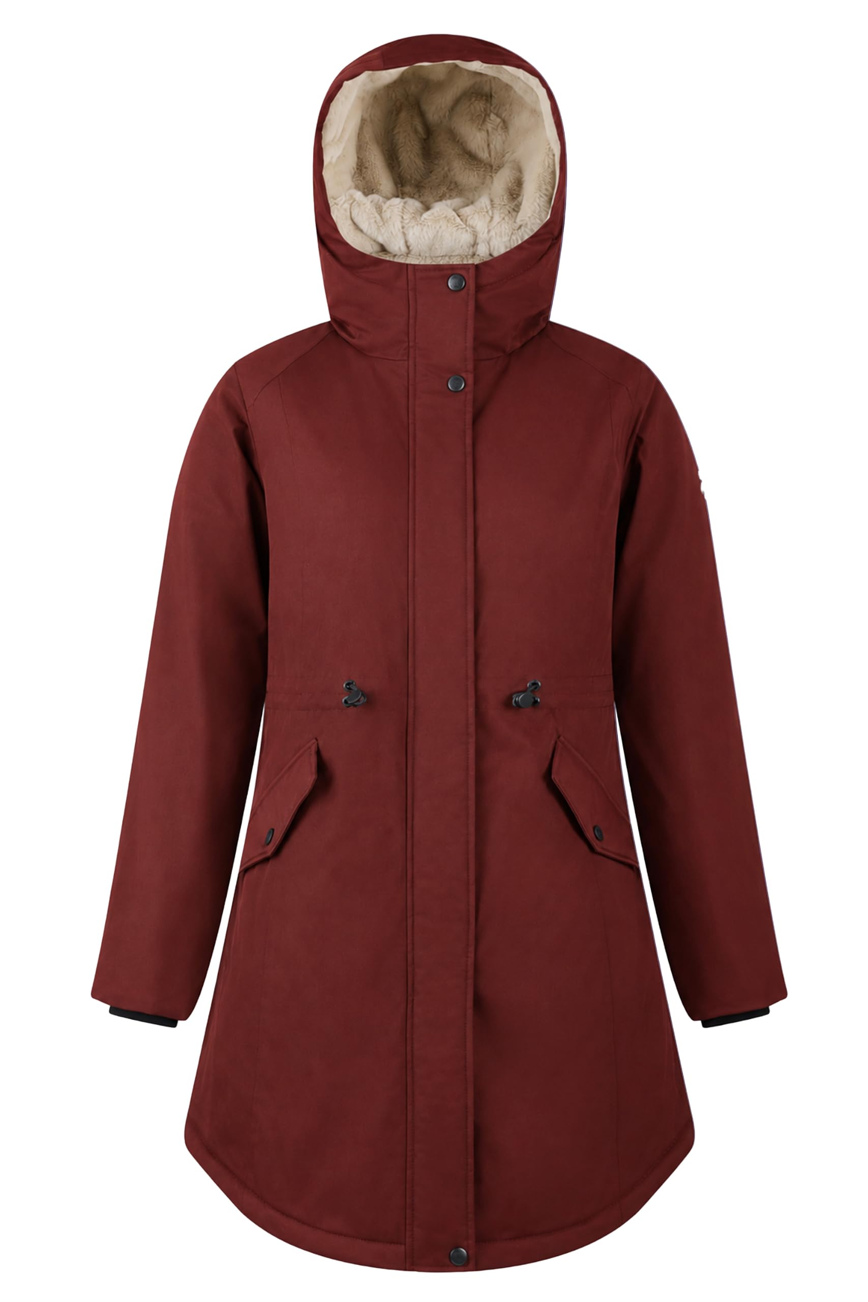 OrolayCHIIONE Women's Fleece Lined Parka Waterproof Long Hooded Winter Coat | Windproof Thickened Puffer Jacket with Drawstring Waist, Faux Fur Lining, Deep Pockets, Warm Overcoat