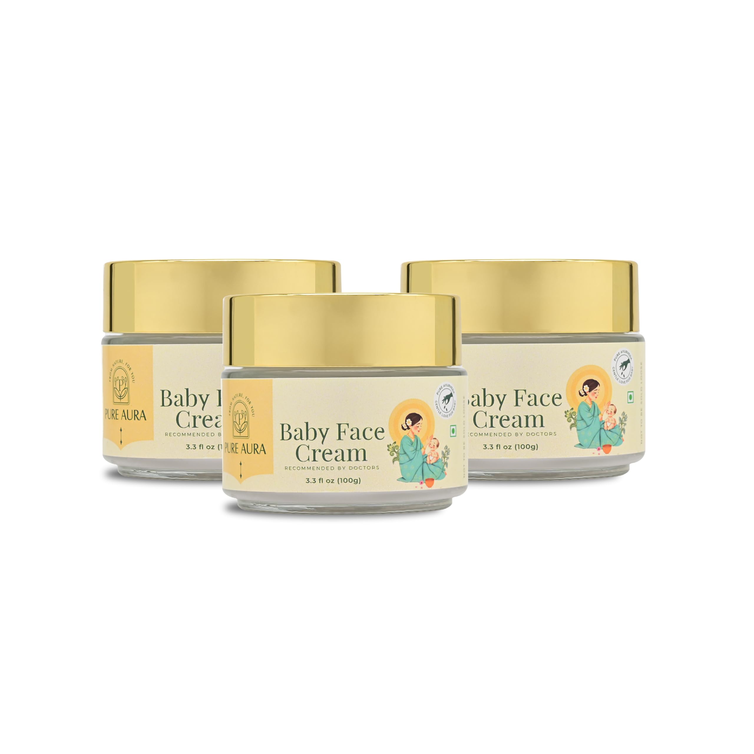 Pure Aura Baby Face Cream (Pack of 3, 100gm Each) | Ayurvedic & Organic | With Shea Butter & Almond Oil | Chemical-Free, Nourishing & Moisturizing for Dry or Sensitive Skin | Safe for Newborns | Value Pack for Daily Care-image-13
