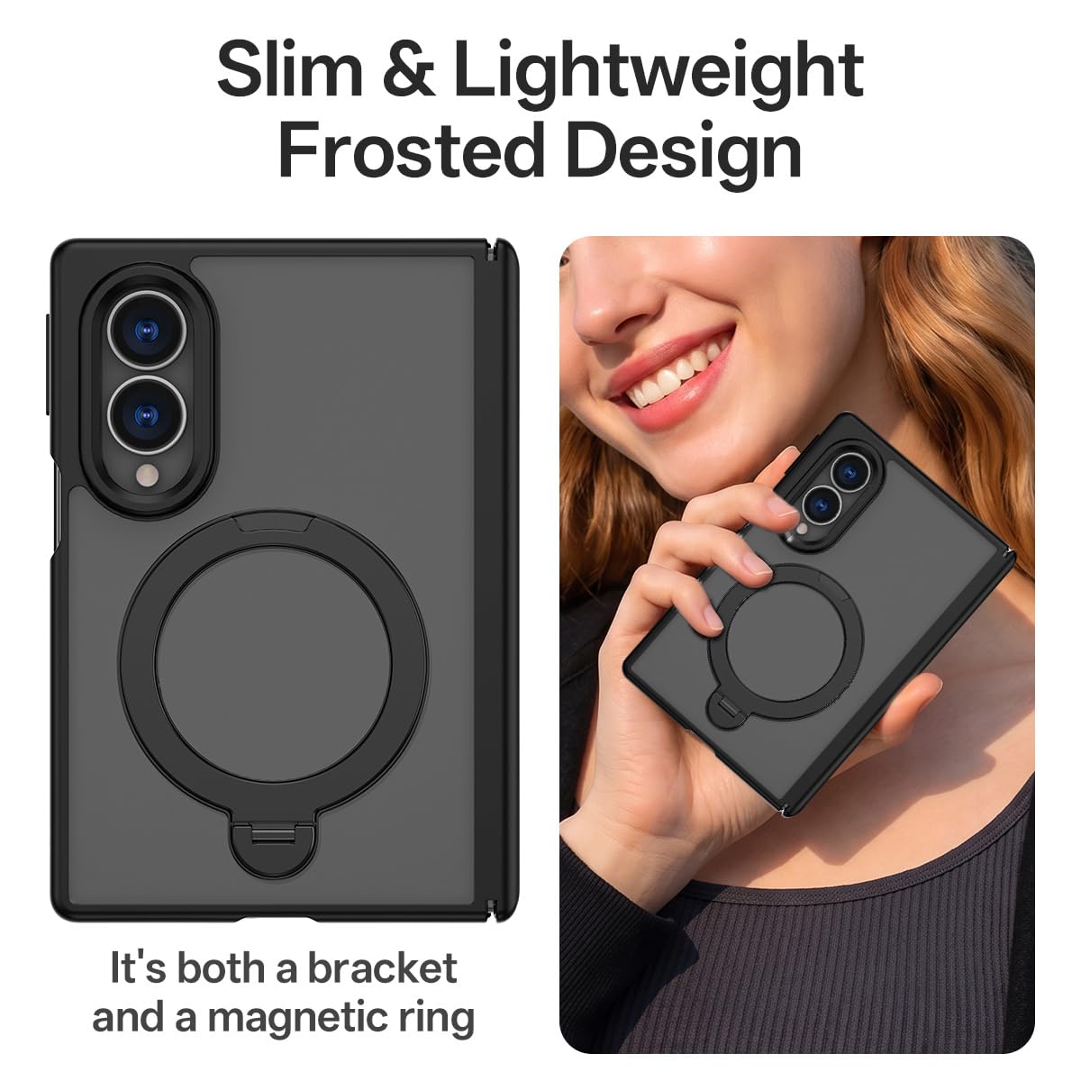 Coque magnétique avec béquille pour Samsung Galaxy Z Fold 8 avec 2 films de confidentialité