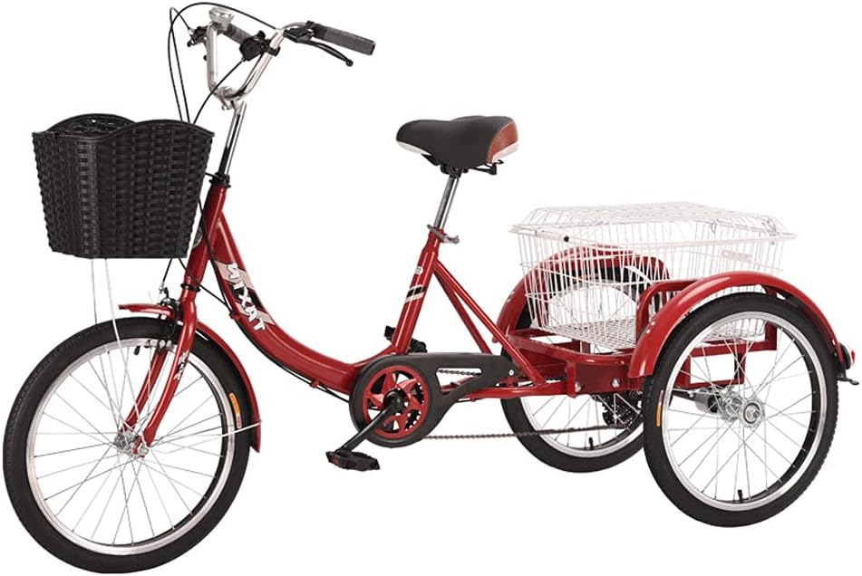 3-Wheel Bicycle Adult Tricycle with Cargo Basket Three Wheel Bike 20 Inch Trike Bike Bicycle for Recreation Shopping Men's Women's Bike Picnic Cycling Pedalling