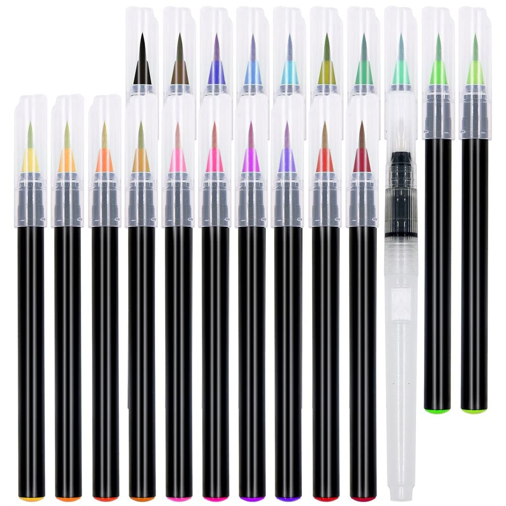 Rotuladores de acuarela de 20 colores con punta de pincel suave para pintura de manga