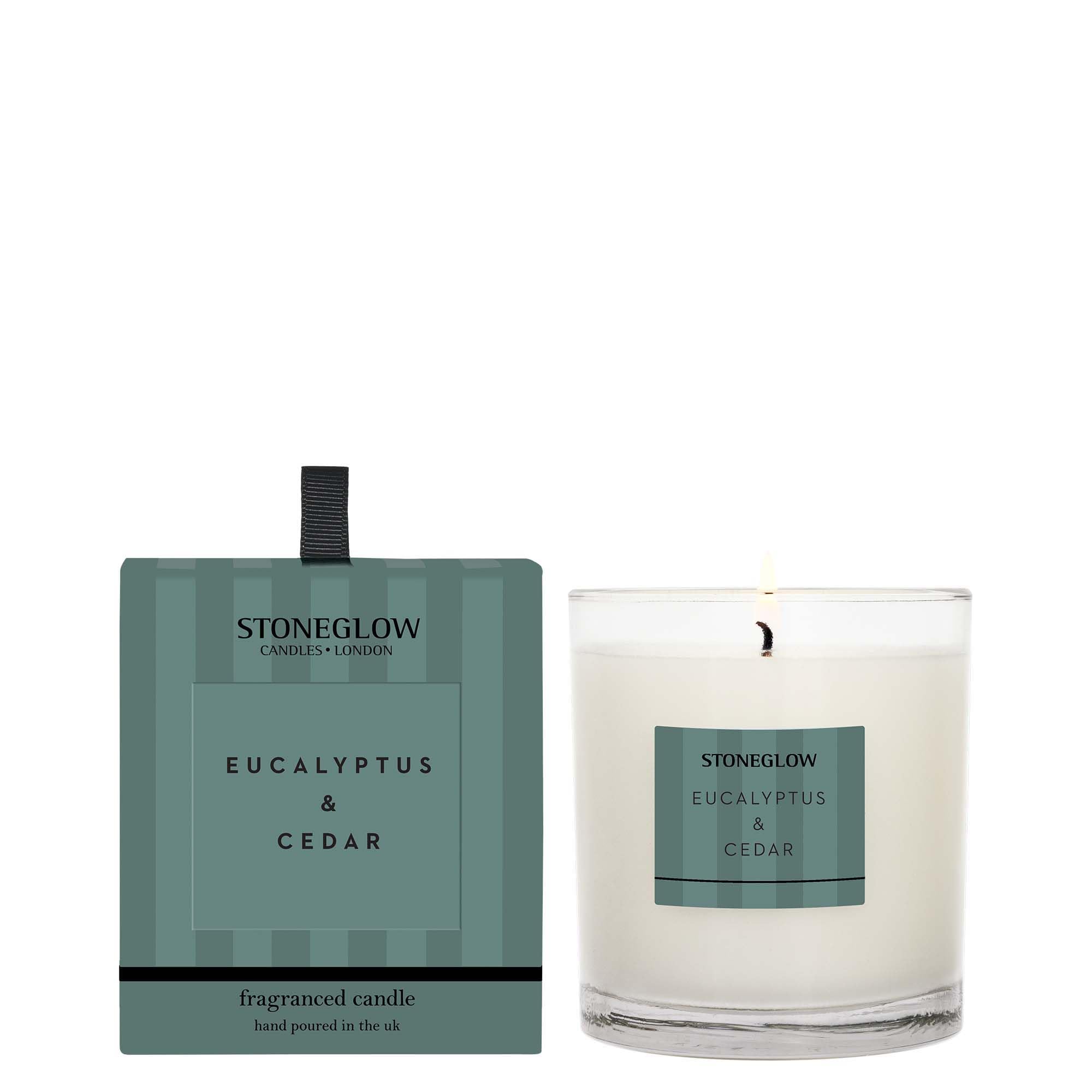 Stoneglow Modern Classics Collection - Eucalyptus & Cedar - Scented Candle - Boxed Tumbler (90 x 80mm) Green