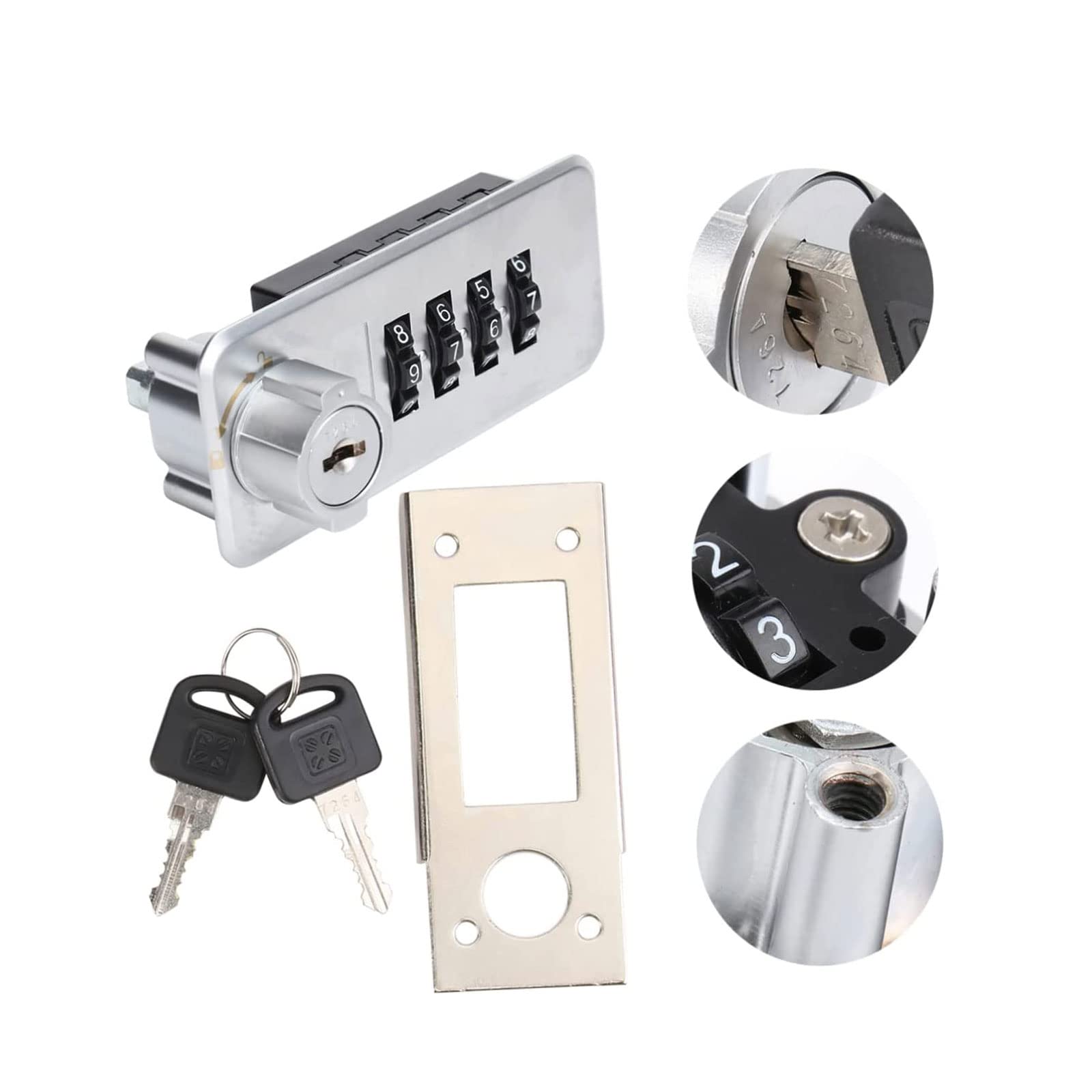Kłódki szyfrowe，Kłódki walizkowe Blokada szuflady Gym Lock Ustaw własną kombinację kłódki do szafek Locker Lock(Silver)