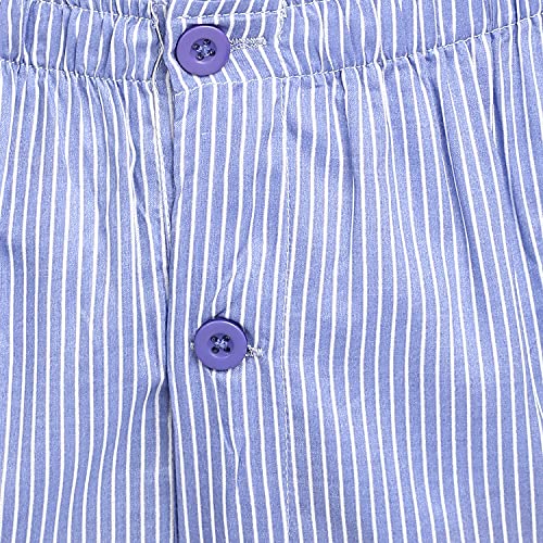 Buy Shopbloom Blue and White Stripes Cotton Long Sleeve Men's Night