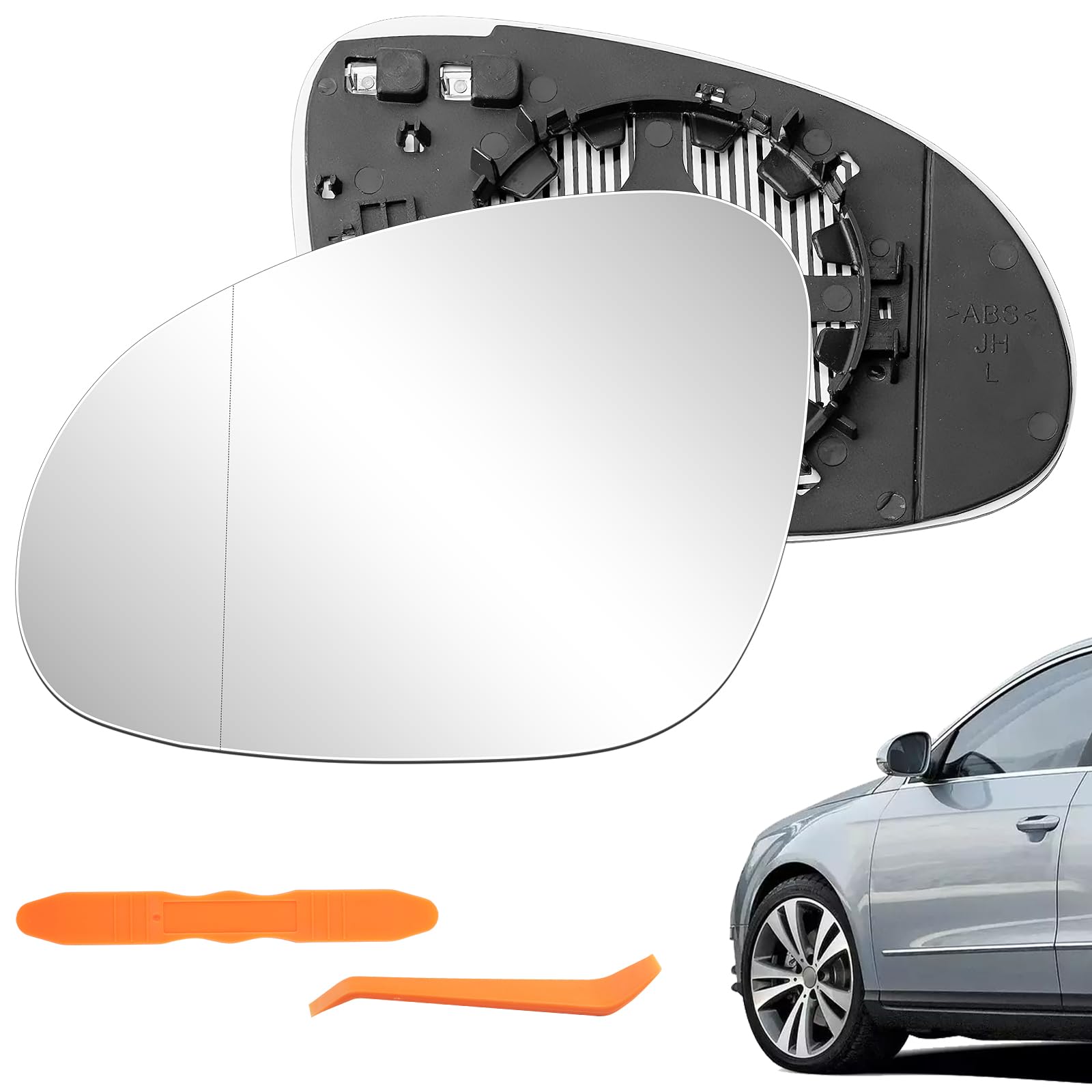 Szkło lustrzane zastępcze z ogrzewanym asferycznym lusterkiem zastępczym do VW JETTA 5 2005-2010/VW GOLF 5 2003-2008/VW PASSAT B6 2007-2011/Skoda Superb Facelift 2007-2008, lusterko zewnętrzne (lewe)
