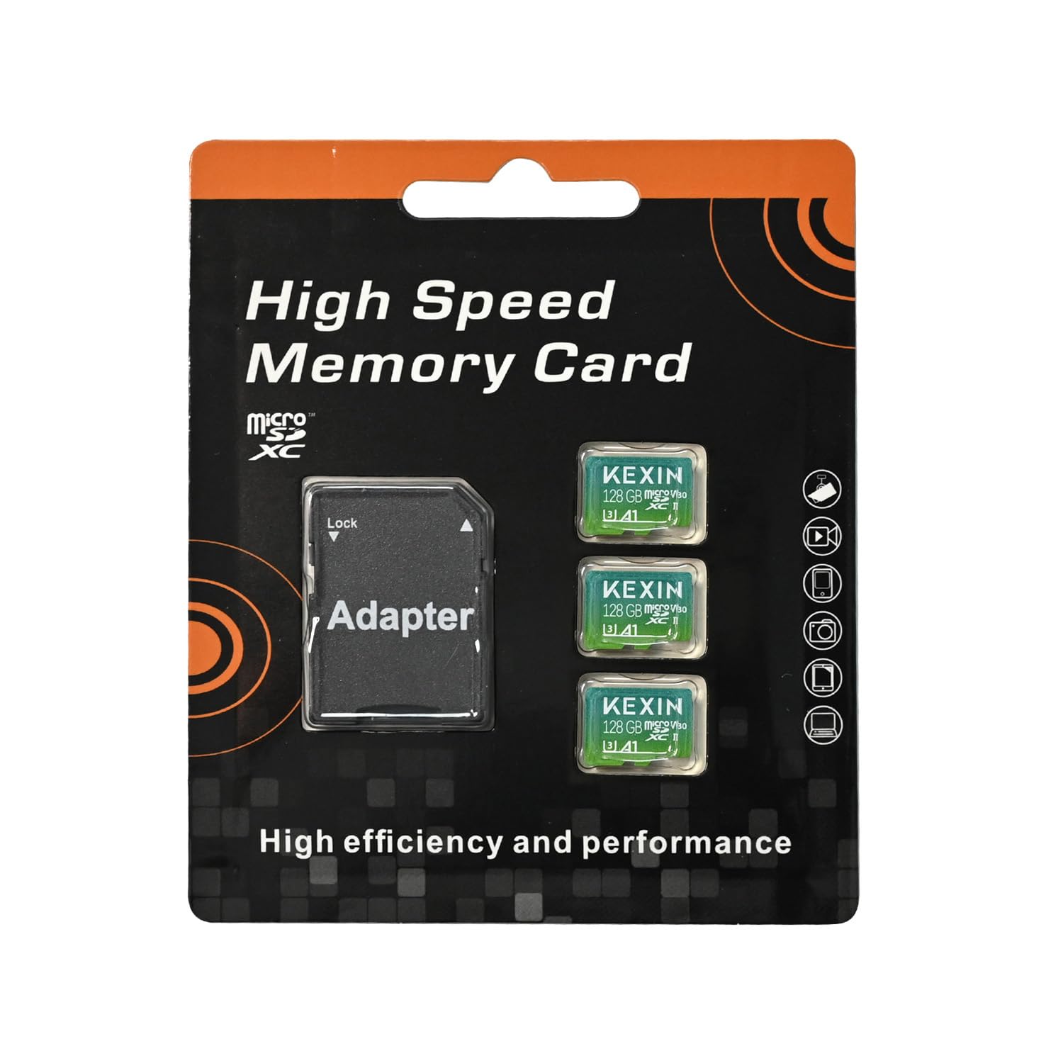 Paquete de 3 tarjetas Micro SD de 128 GB con adaptador, hasta 90 MB/s 4K, V30, A1, C10, 4K UHD microSDXC UHS-I de alta velocidad, tarjeta de memoria compatible con cámara de acción, drones, 8