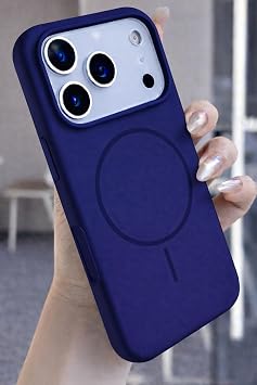 Coverzone  phone 17 Pro ile Uyumlu Kadife   Y zeyli Premium Silikon K l f MagSafe ile Uyumlu Kablosuz  arj Destekli Darbe Emici Yumu ak Dokulu Koruma Tasar ml  Telefon K l f  Lacivert