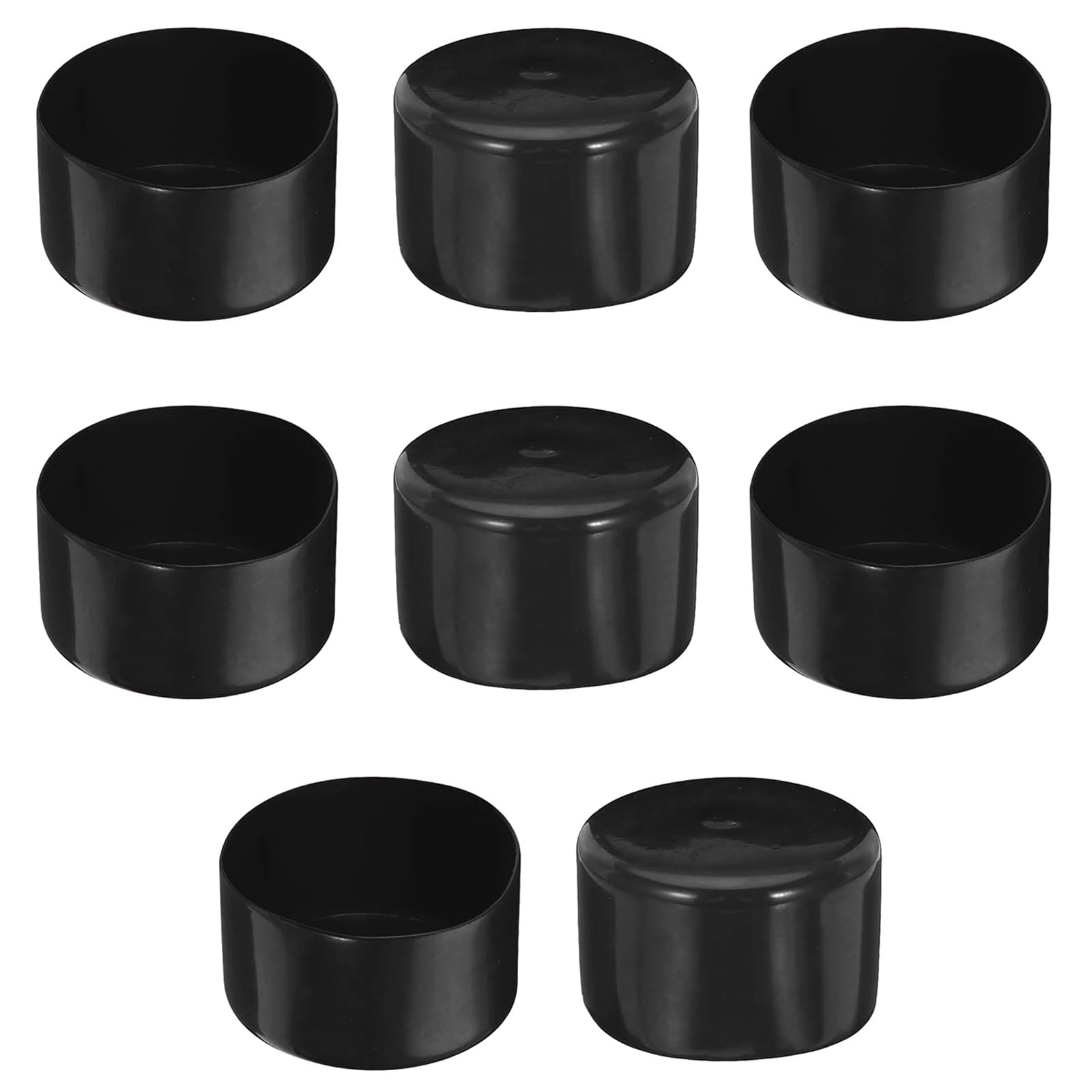 8PCS Rubber End Cap, 65mm ID Round Tube Bolt Cap, Protector Cover Rubber End Cap, Flexible Blot Protector PVC Cap For Tubing, Fence, Pipe Post, Furniture, Railing (BK)