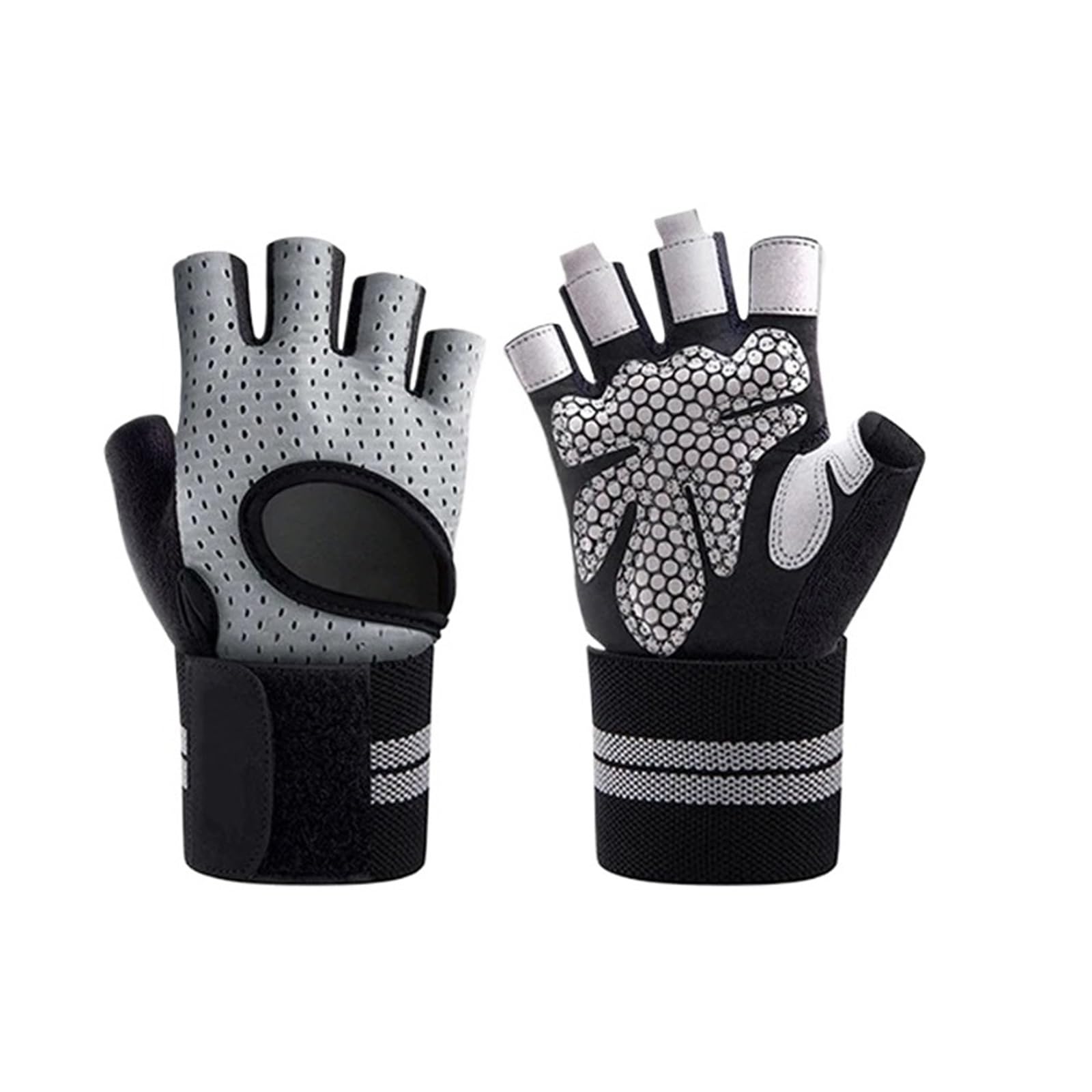 Guanti da Fitness 1 Paio di Guanti Fitness da Palestra con Mezze Dita con Supporto for Il Polso for Uomini e Donne, Attrezzature for Sollevamento Pesi per Fitness(Gray,L)