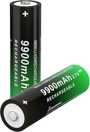 Batería recargable 18650 de 3,7 voltios 9900mAh 18650 batería con botón superior de iones de litio para linterna, faro, paquete de 2