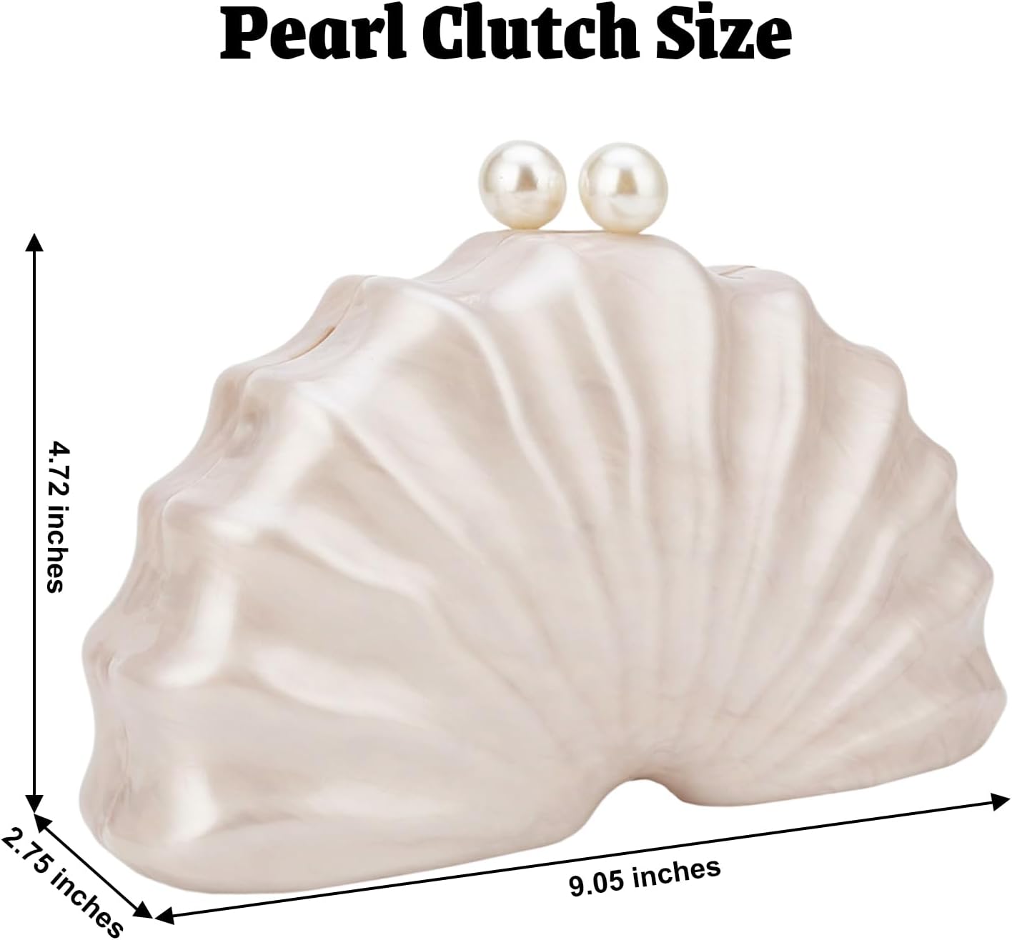 YYW Acrylic Shell Shaped Pearl Clutch Purse Glitter Marble Evening Shoulder Crossbody Bag for Wedding Party Prom