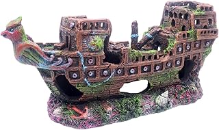 Ulifery Aquarium Shipwreck Sunken Pirate Ship, Fish Tank Decorations Battleship War Boat for Betta Extra Large XL for 55-75 Gallon Tank