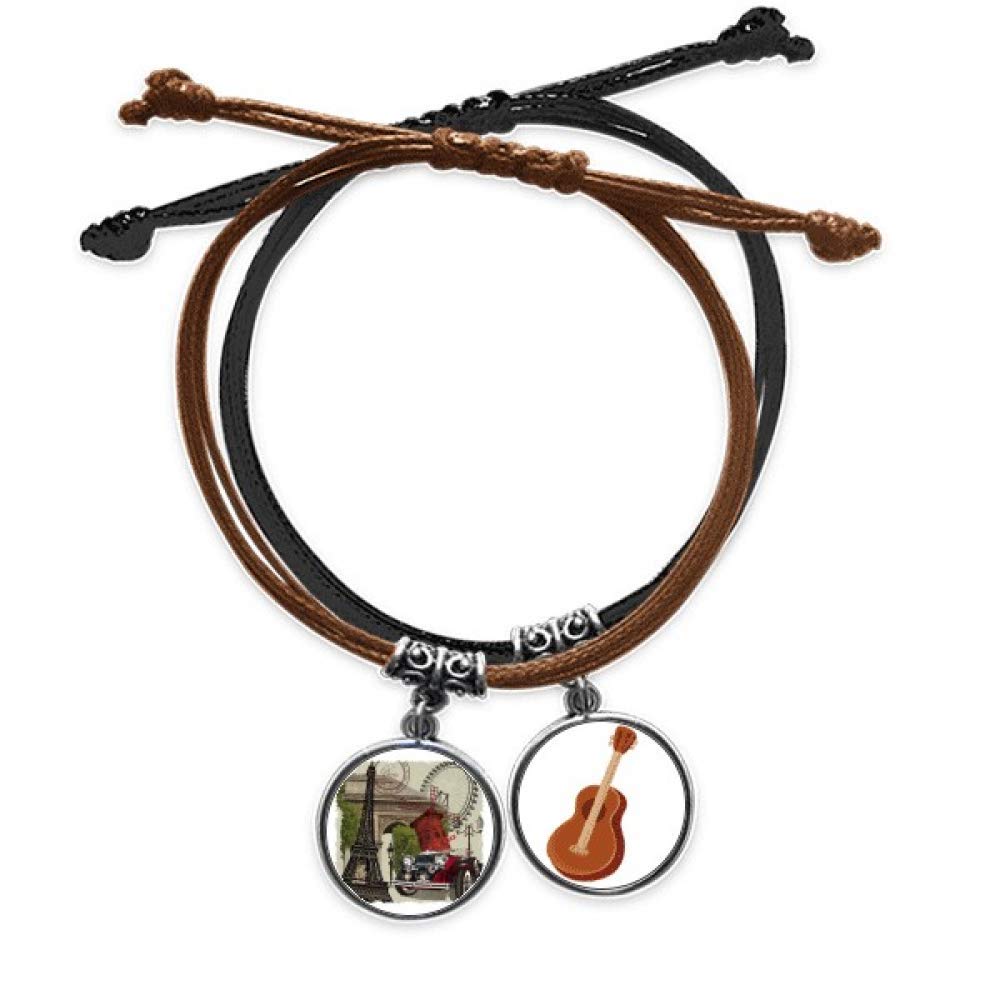 Pulsera de cuerda mano de la Torre Eiffel fabricada en cuero artesanal selecto 3